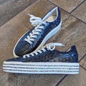 SPAZIOMODA bologna Dressy  Sneakers Cutout Chunky Sole Size 10.5 Blue